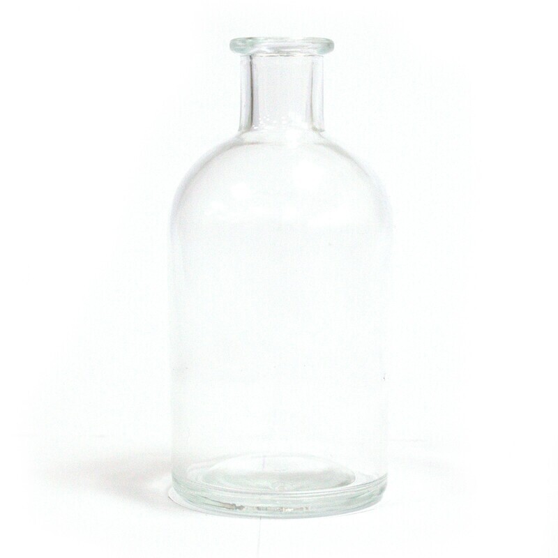 Antyczna butelka szklana - 250ml okrągła przezroczysta B07