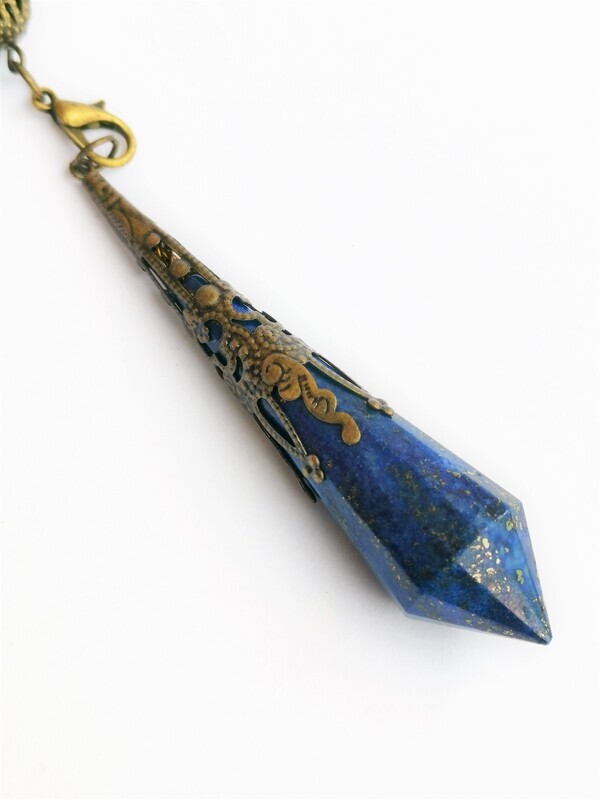 Wahadełko antyczna miedź kamień - Lapis Lazuli -02