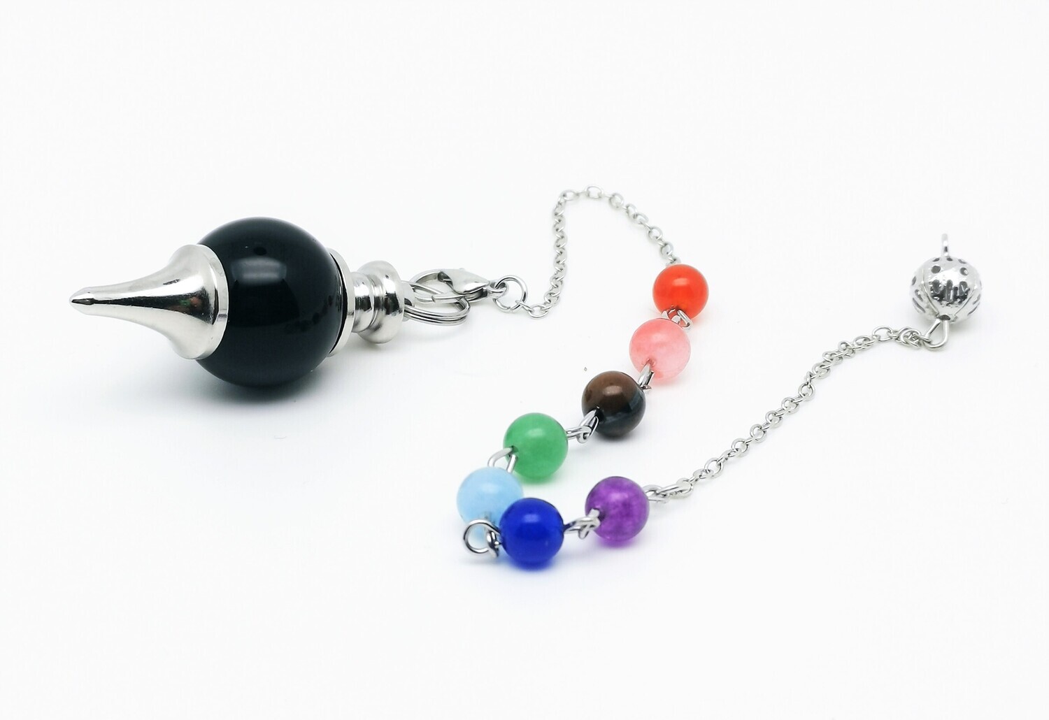 Wahadełko kuliste z kamieniami Czakry - Czarny Agat -MP-18