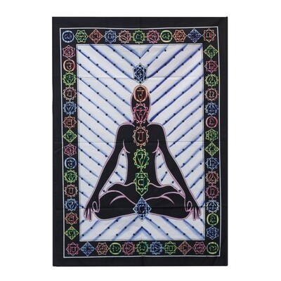 Bawełniana tkanina 115x75cm - Budda i Czakry