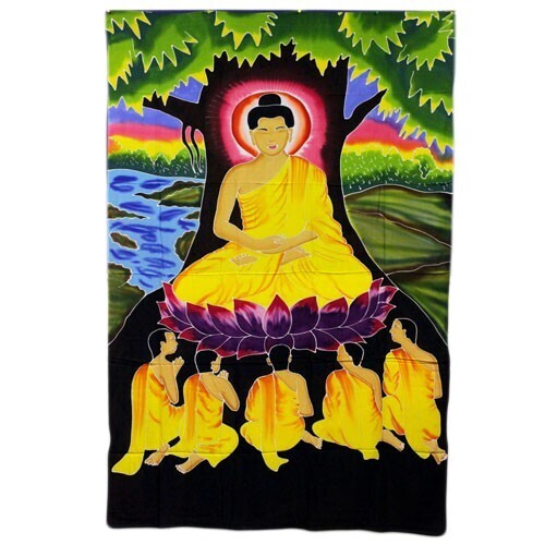 Bawełniana tkanina - Duży Budda pod drzewem Bodhi