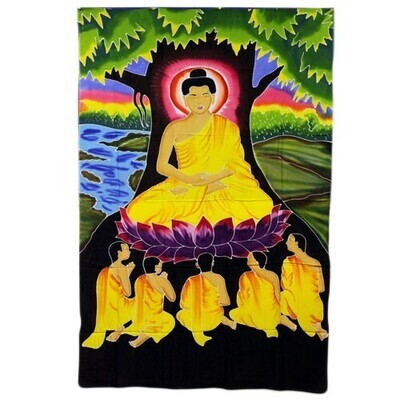 Bawełniana tkanina - Duży Budda pod drzewem Bodhi