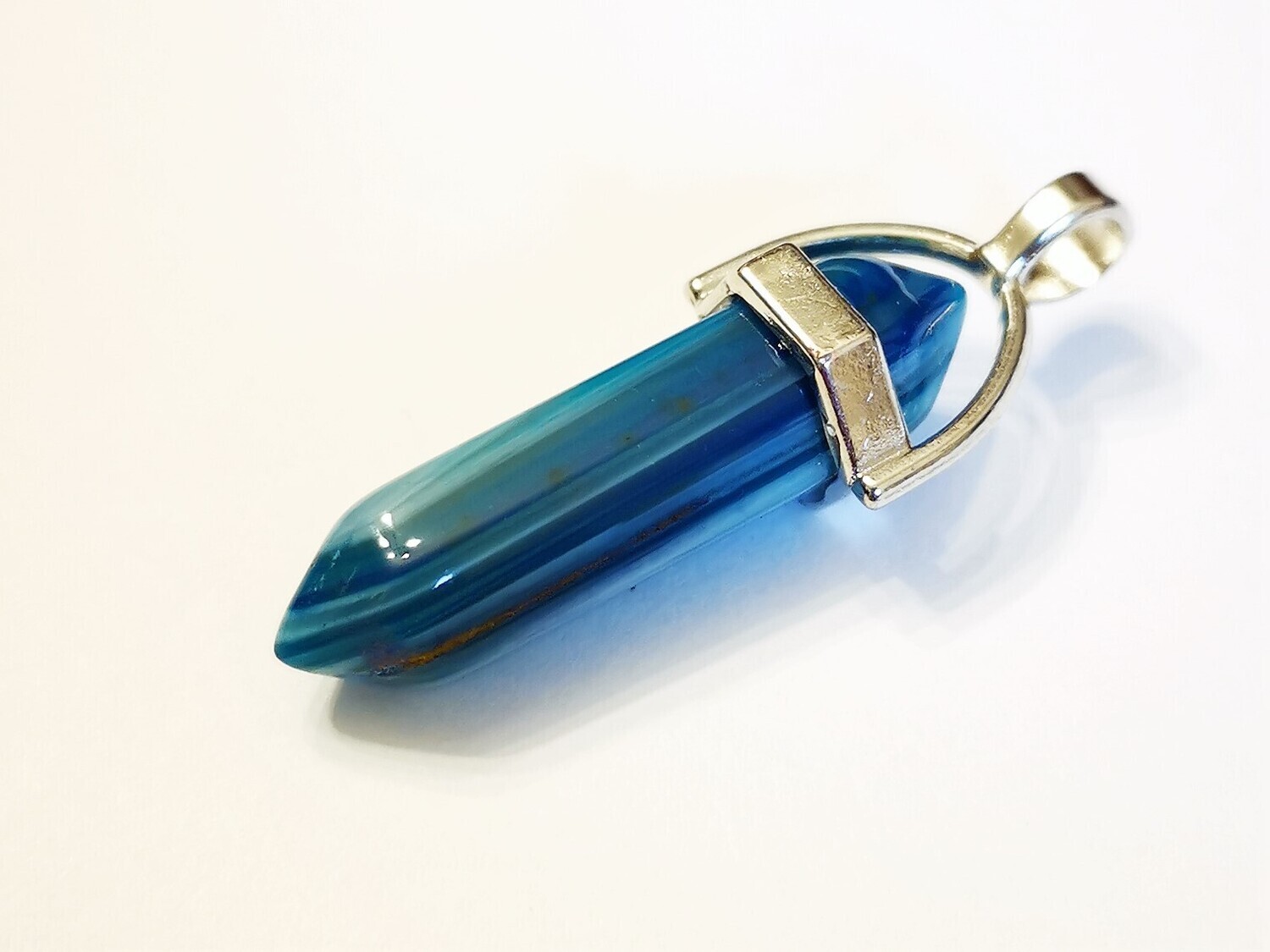 Wisiorek z kamieniem - Agat pasiasty (niebieski)