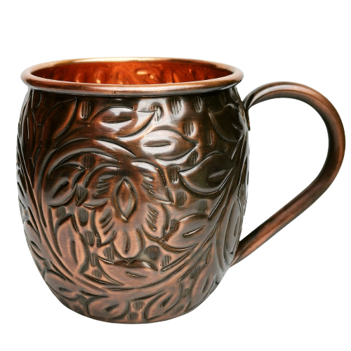 Kubek miedziany w motywie liści 450ml