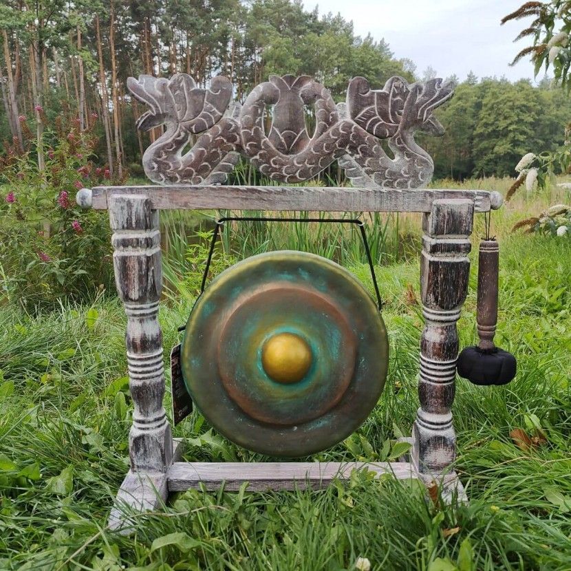 Mały Gong leczniczy na stojaku 25cm - Zielonkawy