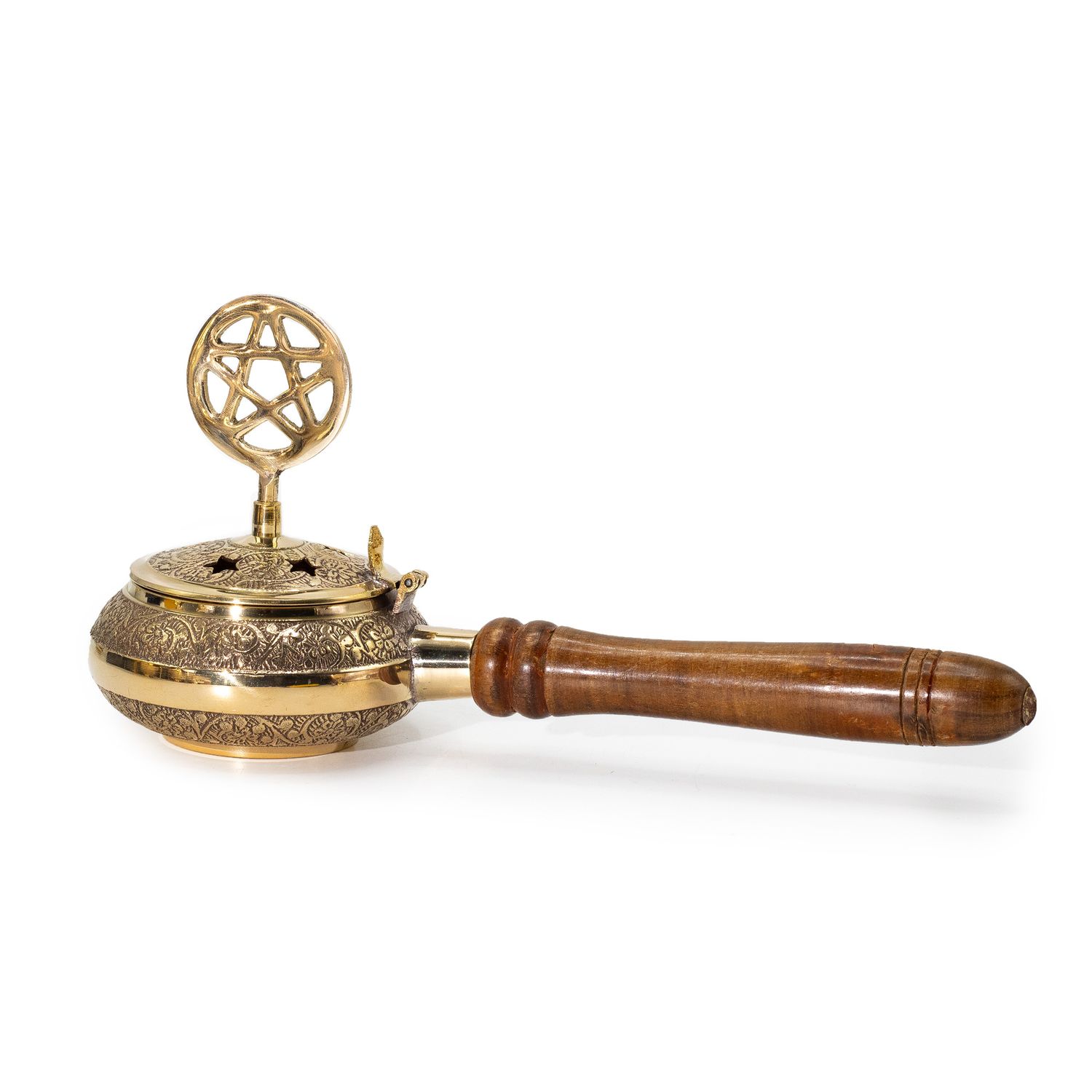 Kadzielnica mosiężna z Pentagramem z rączką