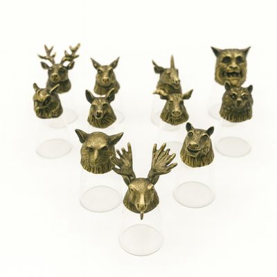 Zestaw 12 Kieliszków Bottom Up Leśne i Mistyczne Stworzenia Mosiądz 25 ml