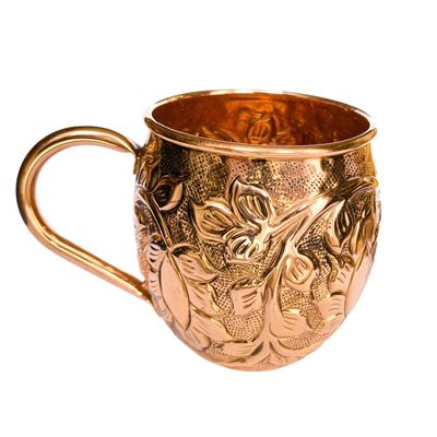 Kubek miedziany zdobiony w motyw roślinny 450ml