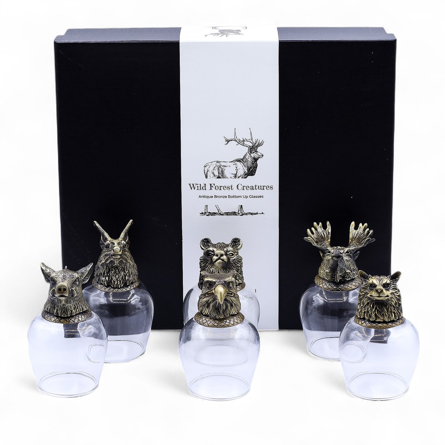 Zestaw 6 Kieliszków Bottom Up (100 ml) - Leśne Stworzenia
