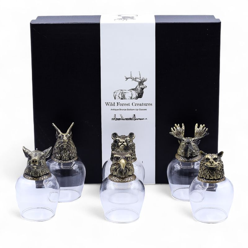 Zestaw 6 Kieliszków Bottom Up (100 ml) - Leśne Stworzenia