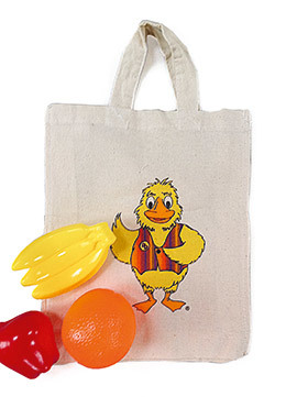 Shopping bag including plastic fruit