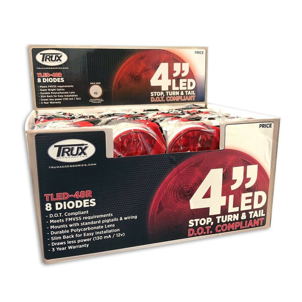 Trux Accessories 4" Round Red 8 LED Stop, Turn & Tail Light (Bulk Pack