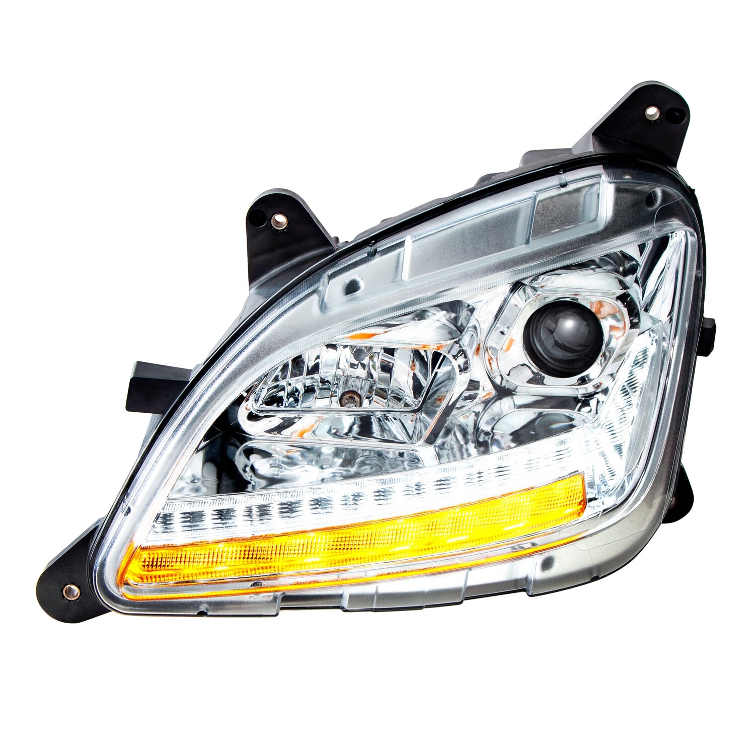 Chrome Projection Headlight with LED Sequential Turn and DRL for Peterbilt 587 & 579