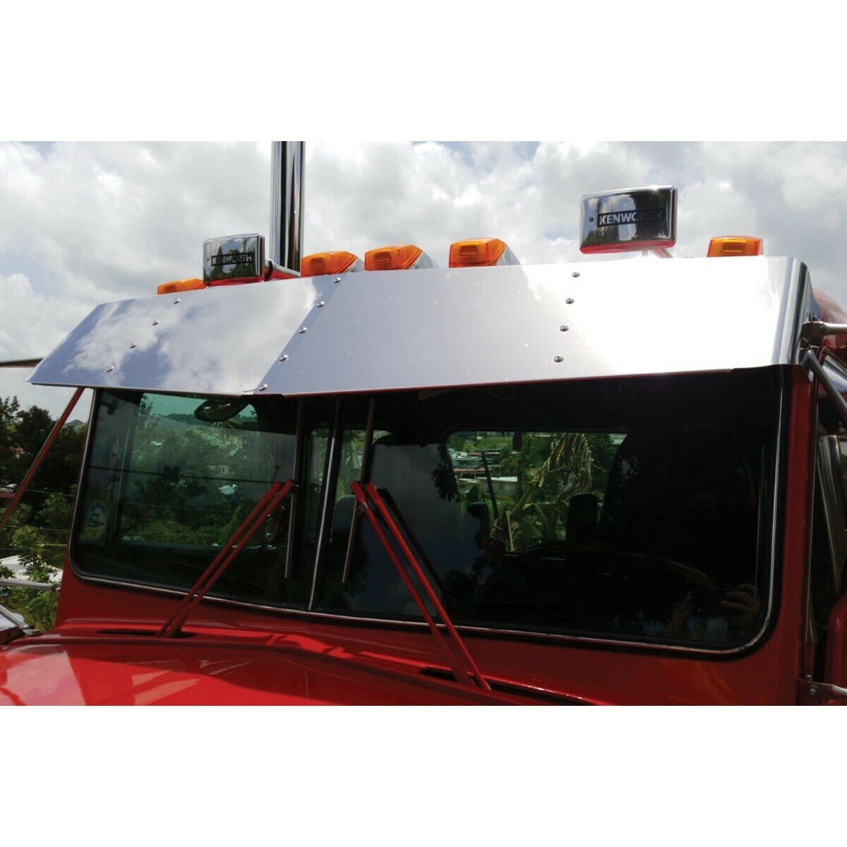 Trux Accessories 15" Stainless Steel Flat Windshield Drop Sun Visor for