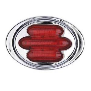 LED Mini-Chrome oval clearance marker surface mounting, Red, 7 LED's