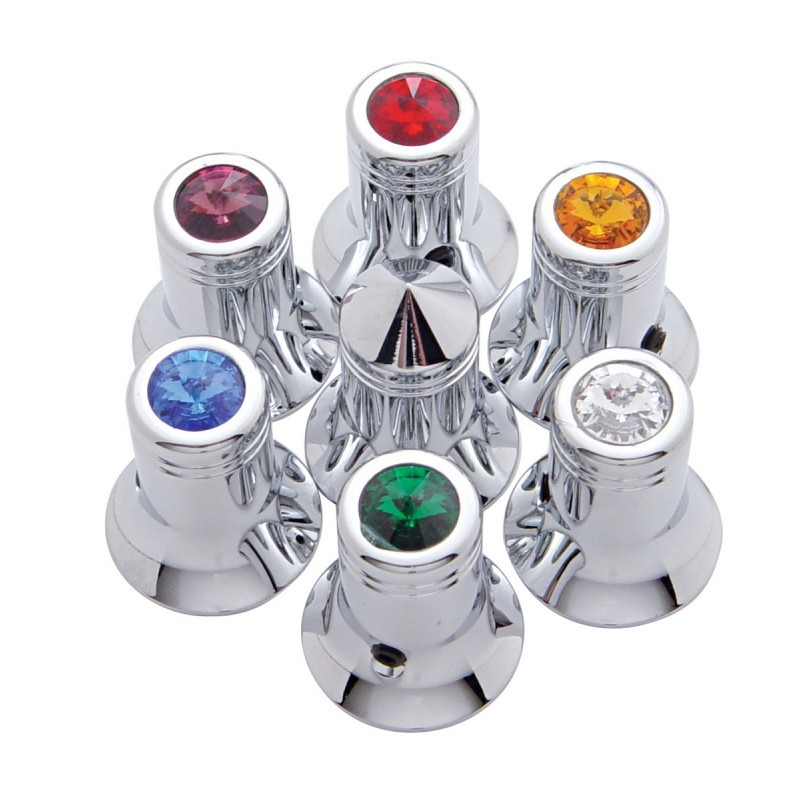 Chrome & Jewel C.B. Channel Knobs with Diamond in Different Colors