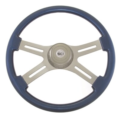 18” Blue Rim, Chrome 4-Spoke Steering Wheel