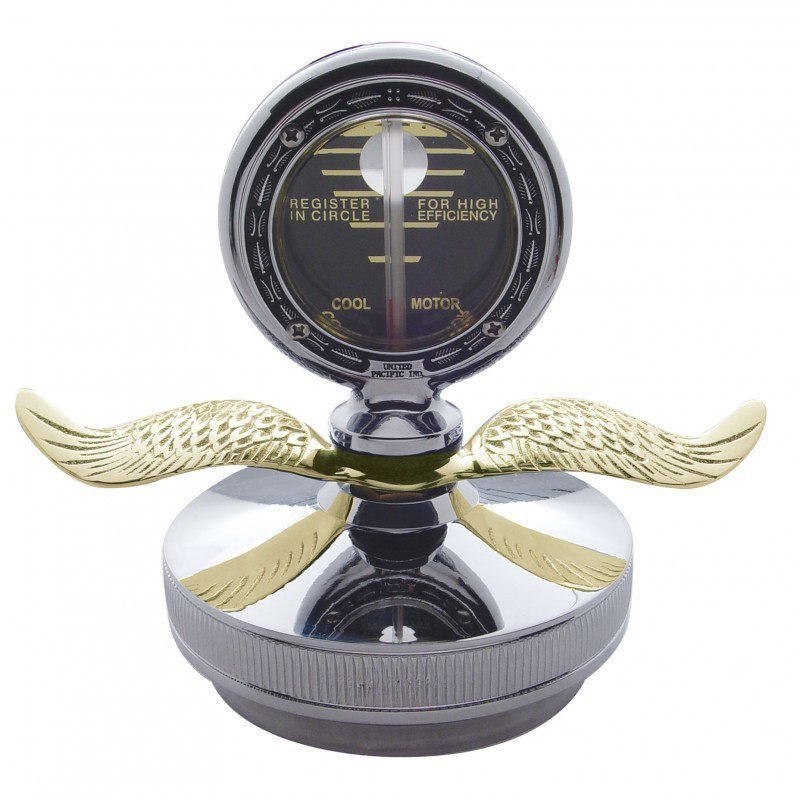 Chrome Aluminum Motometer Boyce with Base & Gold Wings