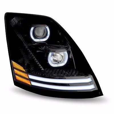 Trux Accessories Black Halogen Projector Headlight Assembly w/ LED Glow ...