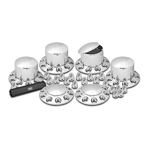 Trux Accessories Chrome Complete Axle Cover Kit w/ Removable Dome