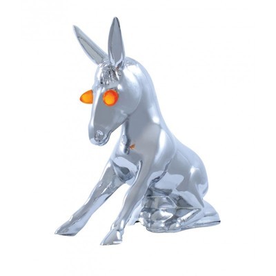 Chrome Novelty Hood Ornament Donkey with Illuminated Eyes