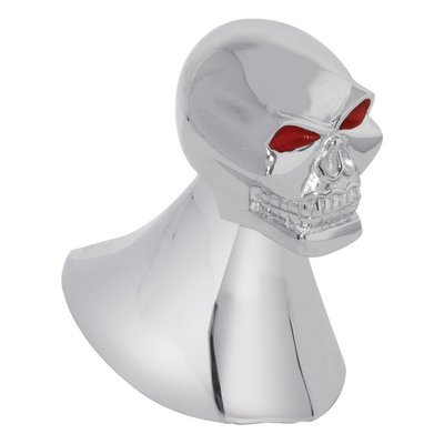 Illuminated Chrome Skull Hood Ornament with Red Eyes