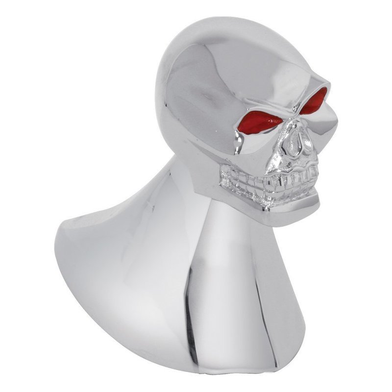 Grand General Illuminated Chrome Skull Hood Ornament w/ Red Eyes
