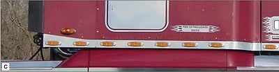 Stainless Sleeper Panels w/ LED Lights - Large Ext for Freightliner Century/Columbia
