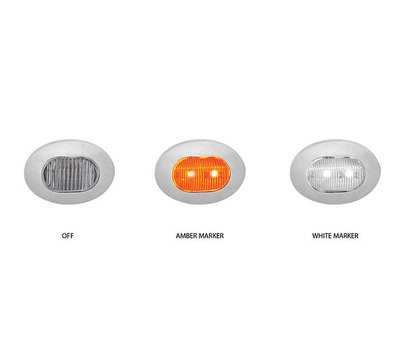 Mini Oval Button Dual Amber & White LED Marker Light