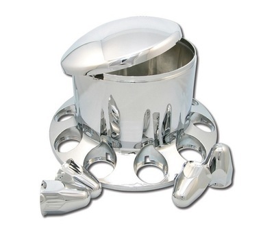 Chrome ABS Rear Hub Cover with Removeable Hubcap Push-On Nut Covers