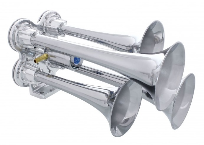 Deluxe 4 Trumpet Mini Chrome Train Horn Deluxe 4 Trumpet Mini Chrome Train Horn