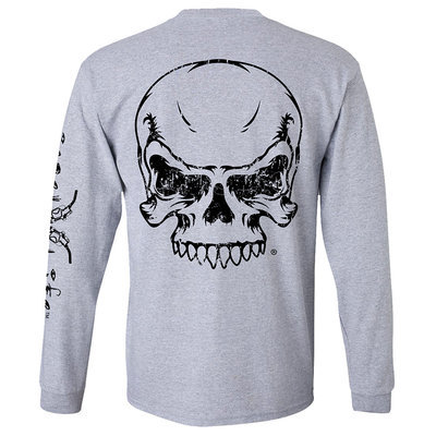 Diesel Life Full Skull Long Sleeve T-Shirt - Grey with Black Imprint