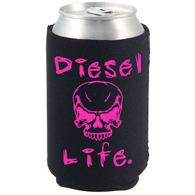 Diesel Life Skull Koozie Black with Pink Imprint