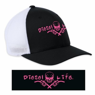 OSFA Women's Diesel Life Black / Pink Trucker Hat Flex Fit