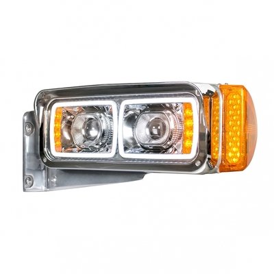 Pair Of 7" LED Headlight Bulbs - High Power Projector Style, Chrome Housing, Dual Function