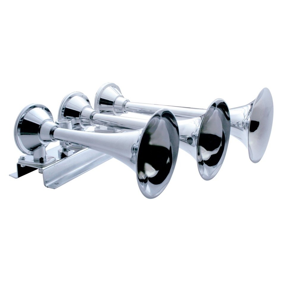 3 Trumpet Horizontal Chrome Train Horn (Left)