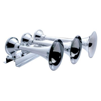 3 Trumpet Horizontal Chrome Train Horn - Left