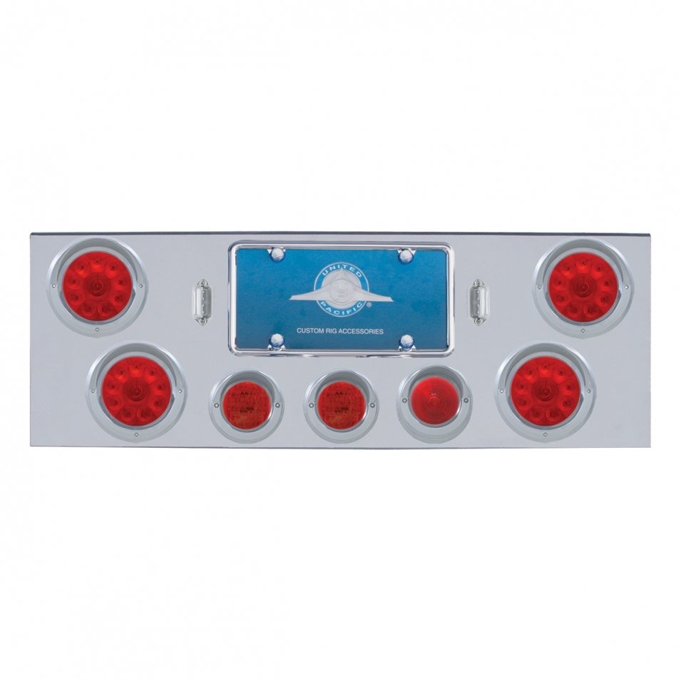 Rear Center Panel w/ Four 10 LED & Three 13 LED Lights & Visors - Red Lens