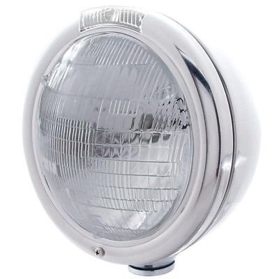 Stainless Steel Classic Headlight w/ 6014 Bulb (Incandescent Turn w/ Clear Lens)
