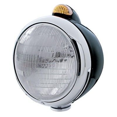 GUIDE Headlight, Dual Function, Black, 6014 Bulb - Amber LED/Amber Lens Turn