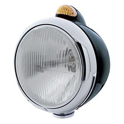 GUIDE Headlight, Dual Function, Black, H4 Bulb - Amber LED/Amber Lens Turn