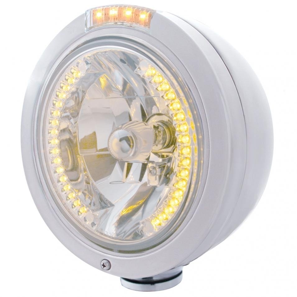 Bullet Classic Headlight H4 Bulb 34 LED & Turn Signal - Amber LED/Clear Lens
