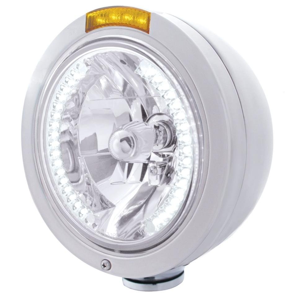Bullet Classic Headlight H4 Bulb White LED & Turn Signal - Amber LED/Amber Lens