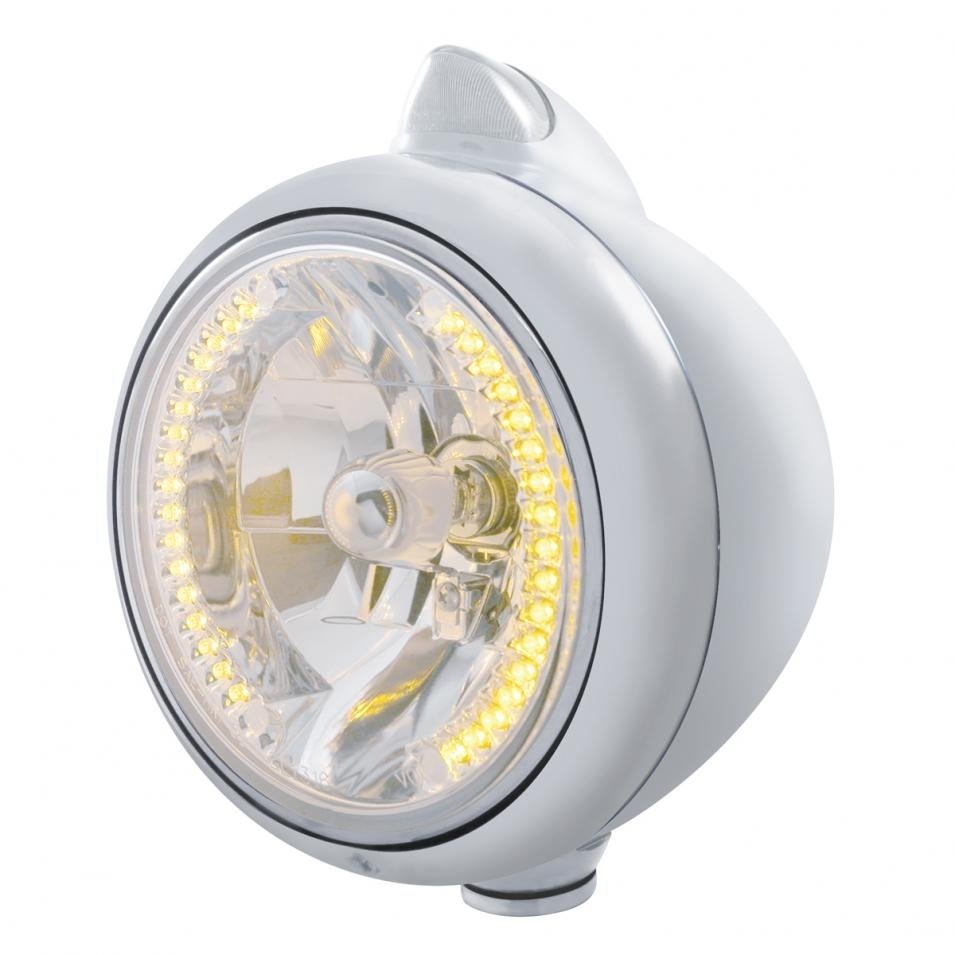 Headlight H4 Bulb w/ 34 LED Turn Signal (Original Style) - Amber LED/Clear Lens