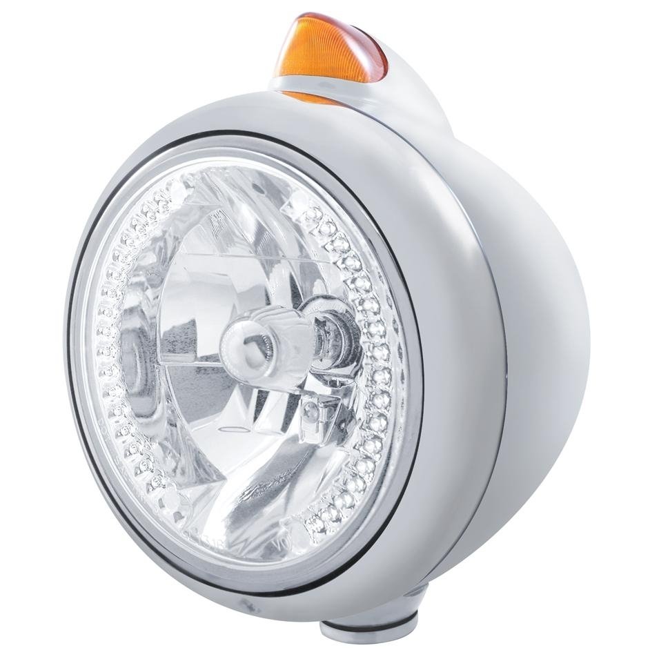 Headlight H4 Bulb w/ LED Turn Signal (Original Style) - Amber LED/Amber Lens