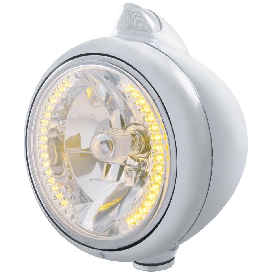 Guide Headlight H4 Bulb Dual Turn Signal Original Style - Amber LED/Clear Lens