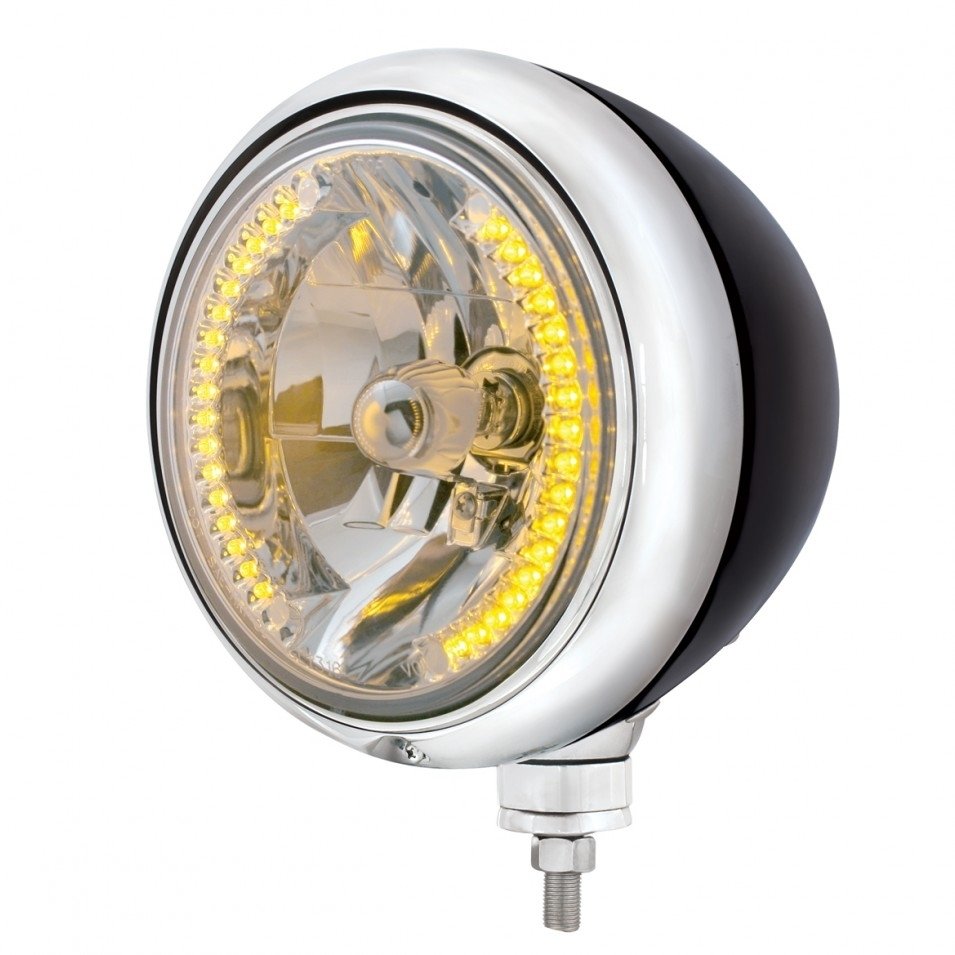 Black Guide Headlight H4 Bulb w/ 34 Amber LED