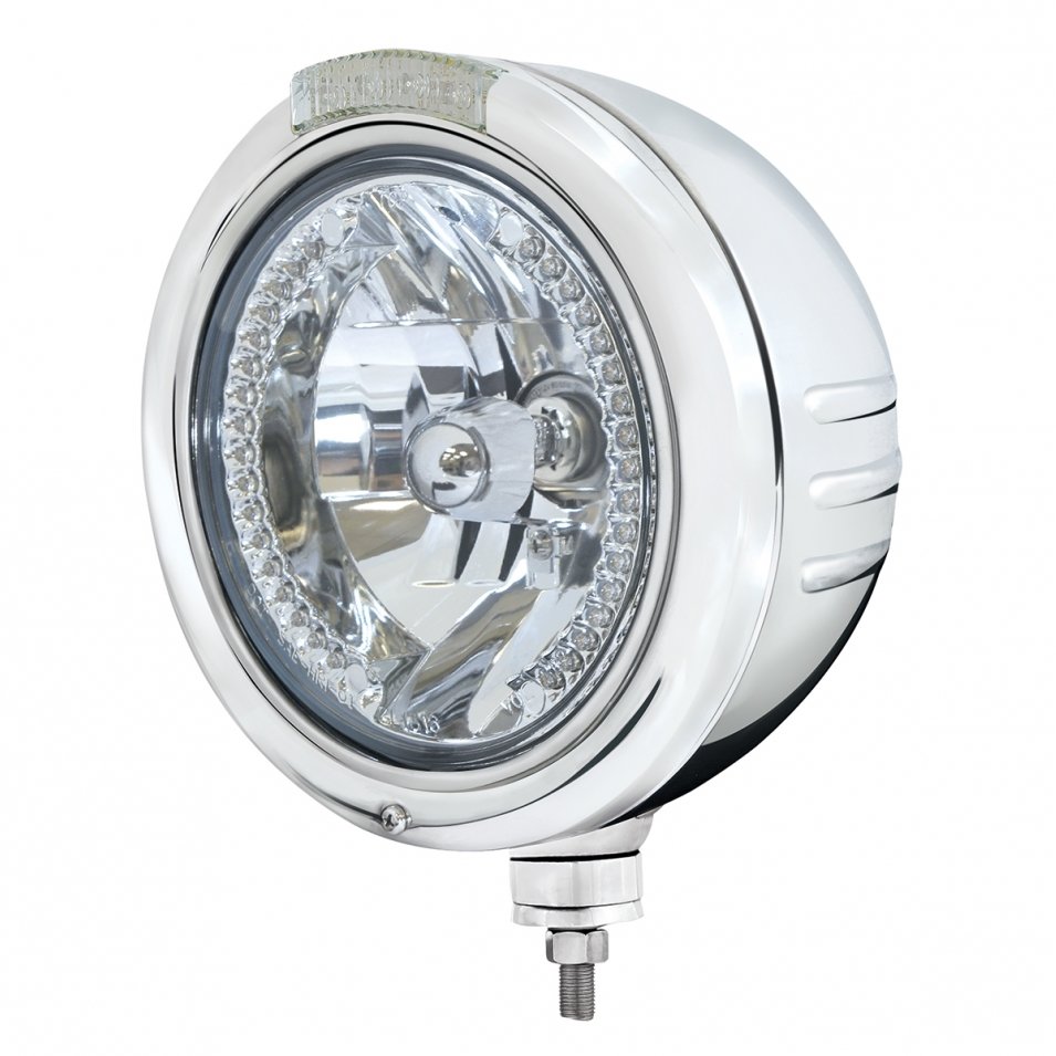 Embossed Stripe Headlight H4 Bulb LED Turn Signal - Amber LED/Clear Lens