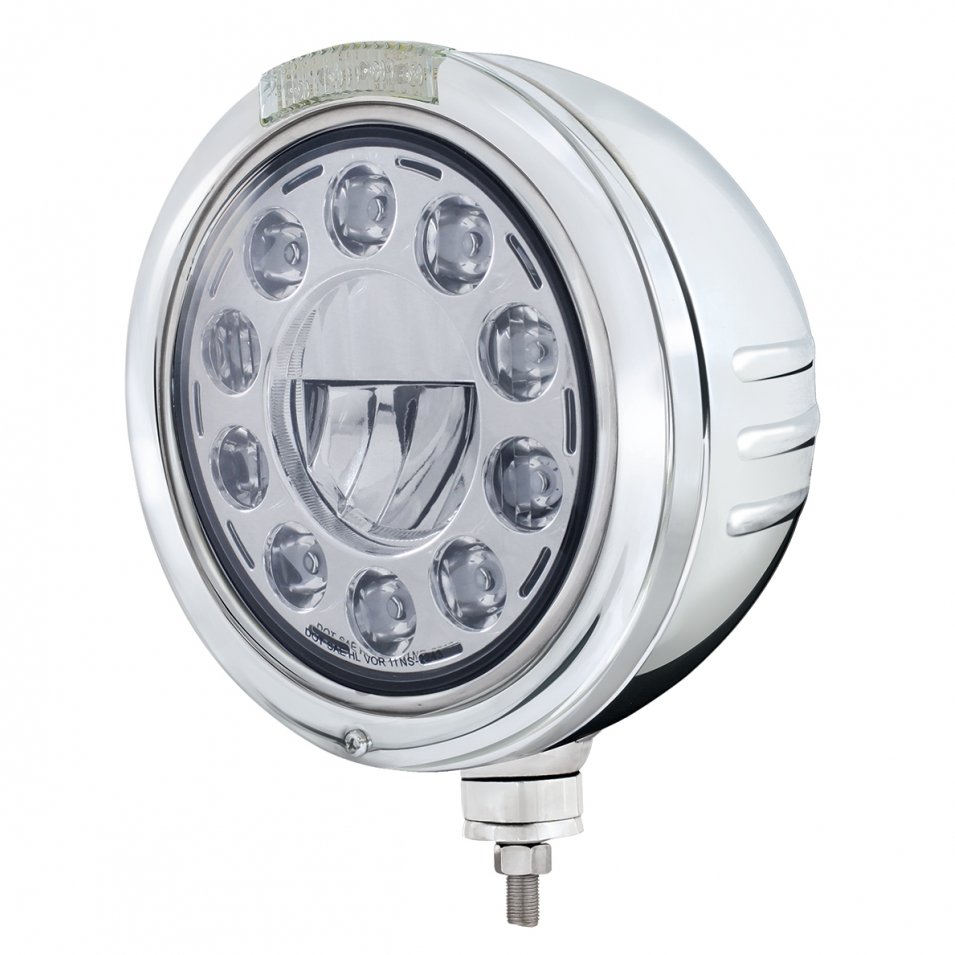 Embossed Stripe Headlight 11 LED Bulb & LED Turn Signal - Amber LED/Clear Lens