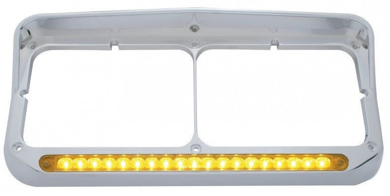 Headlight Visor Bezels, 19 LEDs, Amber for Freightliner Kenworth Peterbilt